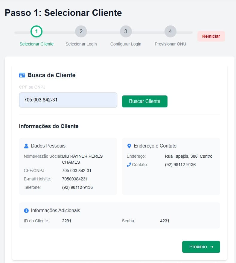 Técnico utilizando o sistema W NET Tecnical em um tablet durante uma instalação